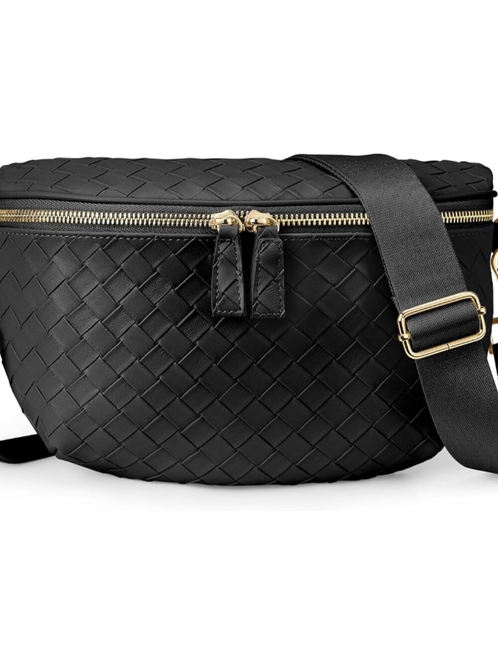 KALIDI Faux Woven Crossbody Bags for Women Travel Vegan Leather Fanny Packs